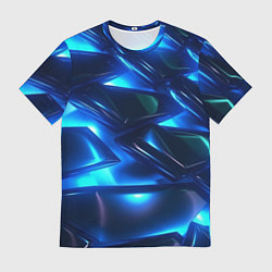 Мужская футболка Синие абстрактные неоновые плиты