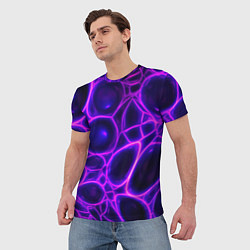 Футболка мужская Фиолетовы неоновые соты, цвет: 3D-принт — фото 2