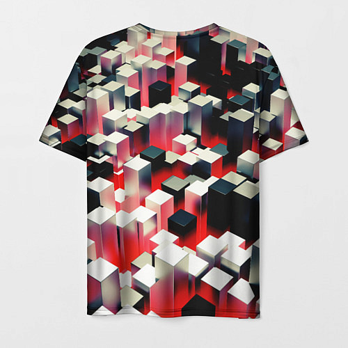 Мужская футболка Черно-белые блоки в красном тумане / 3D-принт – фото 2