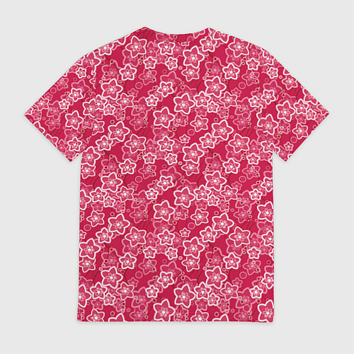 Мужская футболка Красно-белый цветочный узор ретро / 3D-принт – фото 2