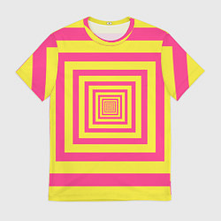 Футболка мужская Желтые квадраты трансформация, цвет: 3D-принт