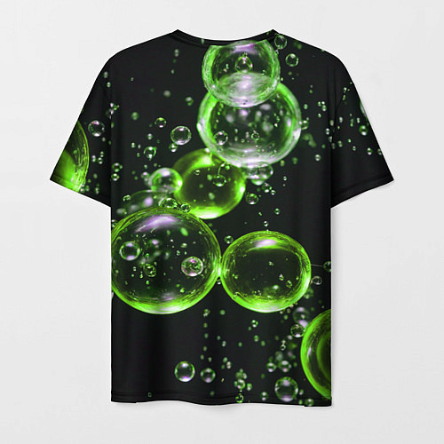 Мужская футболка Зеленые пузыри на черном / 3D-принт – фото 2