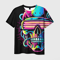 Мужская футболка Cyber skull - ai art neon