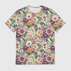 Мужская футболка Нежные цветочные мотивы паттерны