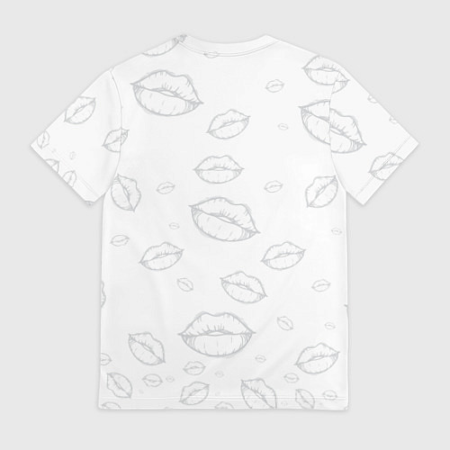 Мужская футболка Паттерн серый контур губ на белом - lips / 3D-принт – фото 2