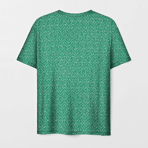 Мужская футболка Бирюзово-зелёный волнистый текстурированный / 3D-принт – фото 2
