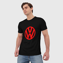 Футболка мужская Volkswagen red logo, цвет: 3D-принт — фото 2