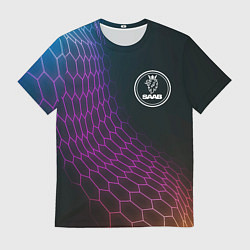 Мужская футболка Saab neon hexagon