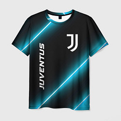 Футболка мужская Juventus неоновые лампы, цвет: 3D-принт