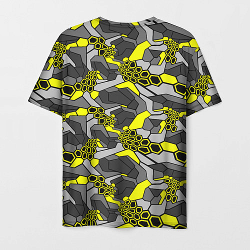 Мужская футболка Шестиугольная текстура желтого камуфляжа / 3D-принт – фото 2