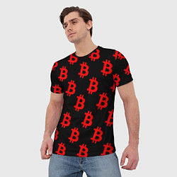 Футболка мужская Bitcoin red logo money, цвет: 3D-принт — фото 2