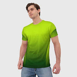 Футболка мужская Яркий зеленый градиентный комбинированный узор, цвет: 3D-принт — фото 2