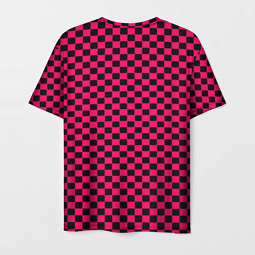 Мужская футболка Паттерн розовый клетка / 3D-принт – фото 2
