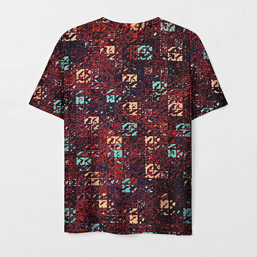 Мужская футболка Тёмный красный текстурированный кубики / 3D-принт – фото 2