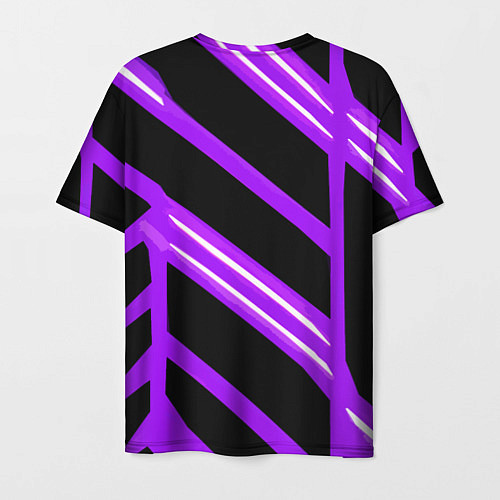 Мужская футболка Чёрно-белые полосы на фиолетовом фоне / 3D-принт – фото 2
