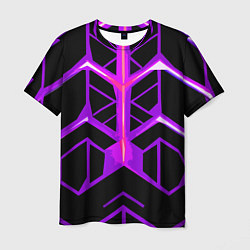 Футболка мужская Фиолетовые линии на чёрном фоне, цвет: 3D-принт