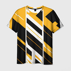 Футболка мужская Black and yellow stripes on a white background, цвет: 3D-принт