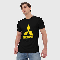 Футболка мужская Mitsubishi logo yelow, цвет: 3D-принт — фото 2