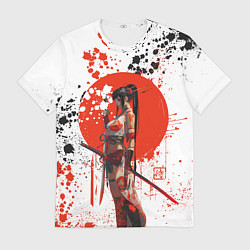 Футболка мужская Женщина самурай, цвет: 3D-принт
