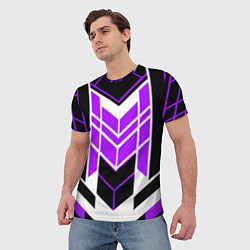 Футболка мужская Purple and black stripes on a white background, цвет: 3D-принт — фото 2