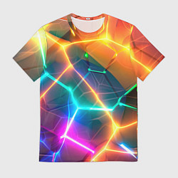 Мужская футболка Яркий градиент в разломленных плитах с желтым свет