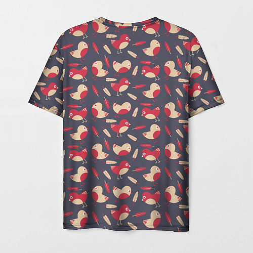 Мужская футболка Паттерн с птицами и перьями / 3D-принт – фото 2