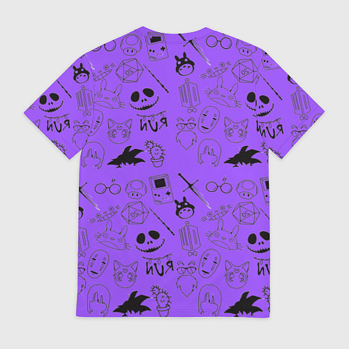 Мужская футболка Хэллоуин узор на фиолетовом фоне / 3D-принт – фото 2