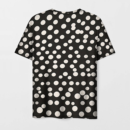 Мужская футболка Черный фон с белыми кружками / 3D-принт – фото 2