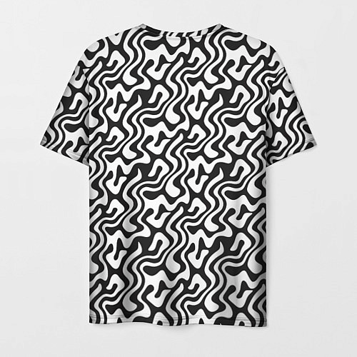 Мужская футболка Черно-белый узор с абстрактными линиями / 3D-принт – фото 2