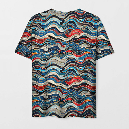 Мужская футболка Разноцветные абстрактные волны / 3D-принт – фото 2