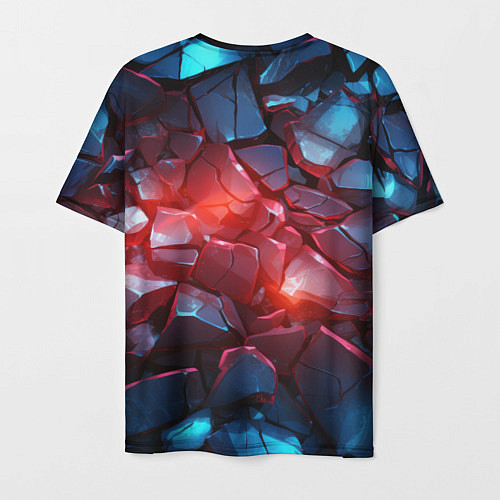 Мужская футболка Синие камни с красным светом / 3D-принт – фото 2