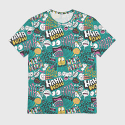 Мужская футболка Ха-ха ничего себе - паттерн с рожицами