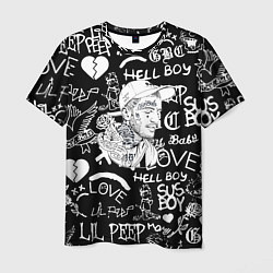 Футболка мужская Lil Peep pattern автографы лого, цвет: 3D-принт