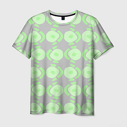 Футболка мужская Абстрактные зеленые фигуры на сером, цвет: 3D-принт