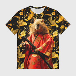 Футболка мужская Капибара самурай, цвет: 3D-принт