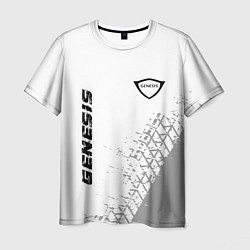 Футболка мужская Genesis speed на светлом фоне со следами шин верти, цвет: 3D-принт