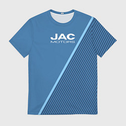 Футболка мужская Jac motors сине-голубой с полосой, цвет: 3D-принт