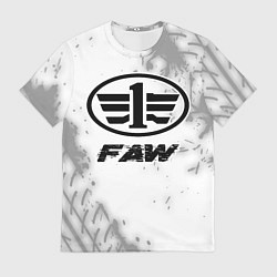 Футболка мужская FAW speed на светлом фоне со следами шин, цвет: 3D-принт
