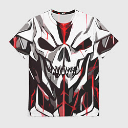 Мужская футболка Белый череп и красные полосы на чёрном фоне