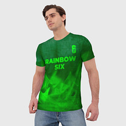 Футболка мужская Rainbow Six - green gradient посередине, цвет: 3D-принт — фото 2