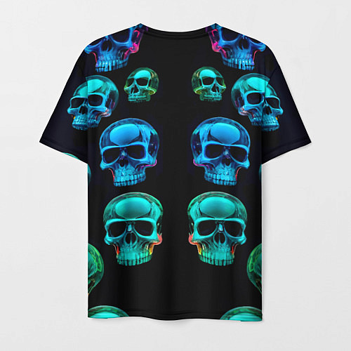 Мужская футболка Neon skulls - ai art pattern / 3D-принт – фото 2