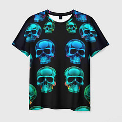 Мужская футболка Neon skulls - ai art pattern