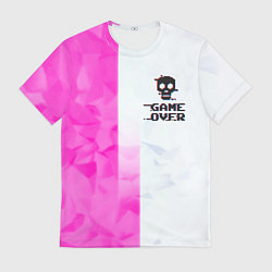 Мужская футболка Game over pink abstraction