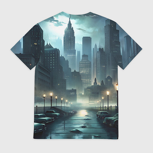 Мужская футболка Крестный котец в большом городе / 3D-принт – фото 2