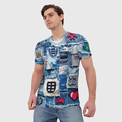 Футболка мужская Геймерские знаки на пэчворк, цвет: 3D-принт — фото 2