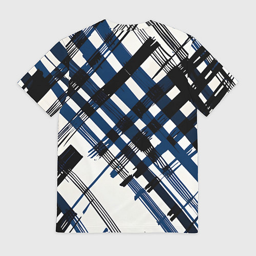 Мужская футболка Косая клетка бело-синяя / 3D-принт – фото 2