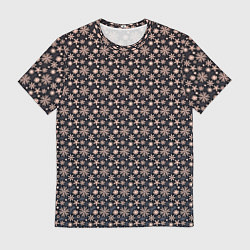 Мужская футболка Паттерн снежинки волшебный медный