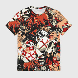 Мужская футболка Рыцари тамплиеры цербер и грифон
