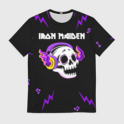 Футболка мужская Iron Maiden неоновый череп, цвет: 3D-принт