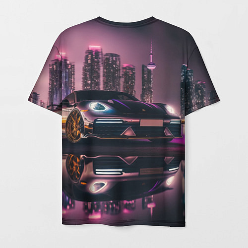 Мужская футболка Porshe night city / 3D-принт – фото 2